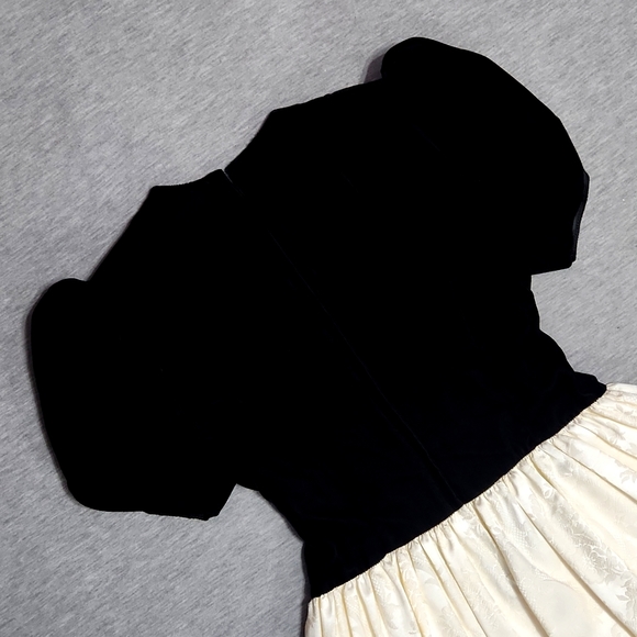 Vintage Jessica McClintock Puff Sleeve Velvet Lace Brocade Formal Midi Dress - Picture 8 of 15